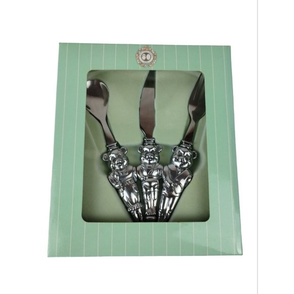 Arthur Court Designs Baby Three Little Bears 3 Piece Baby Silverware Set New - Picture 1 of 7